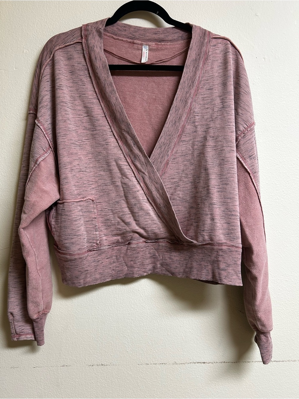 Free People Wrap Pullover Sweatshirt in Dusty Rose